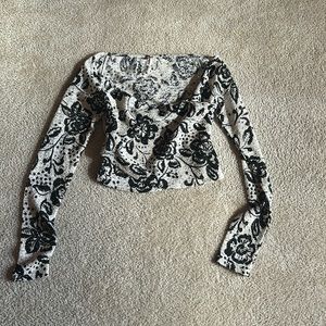 black and white floral free people top